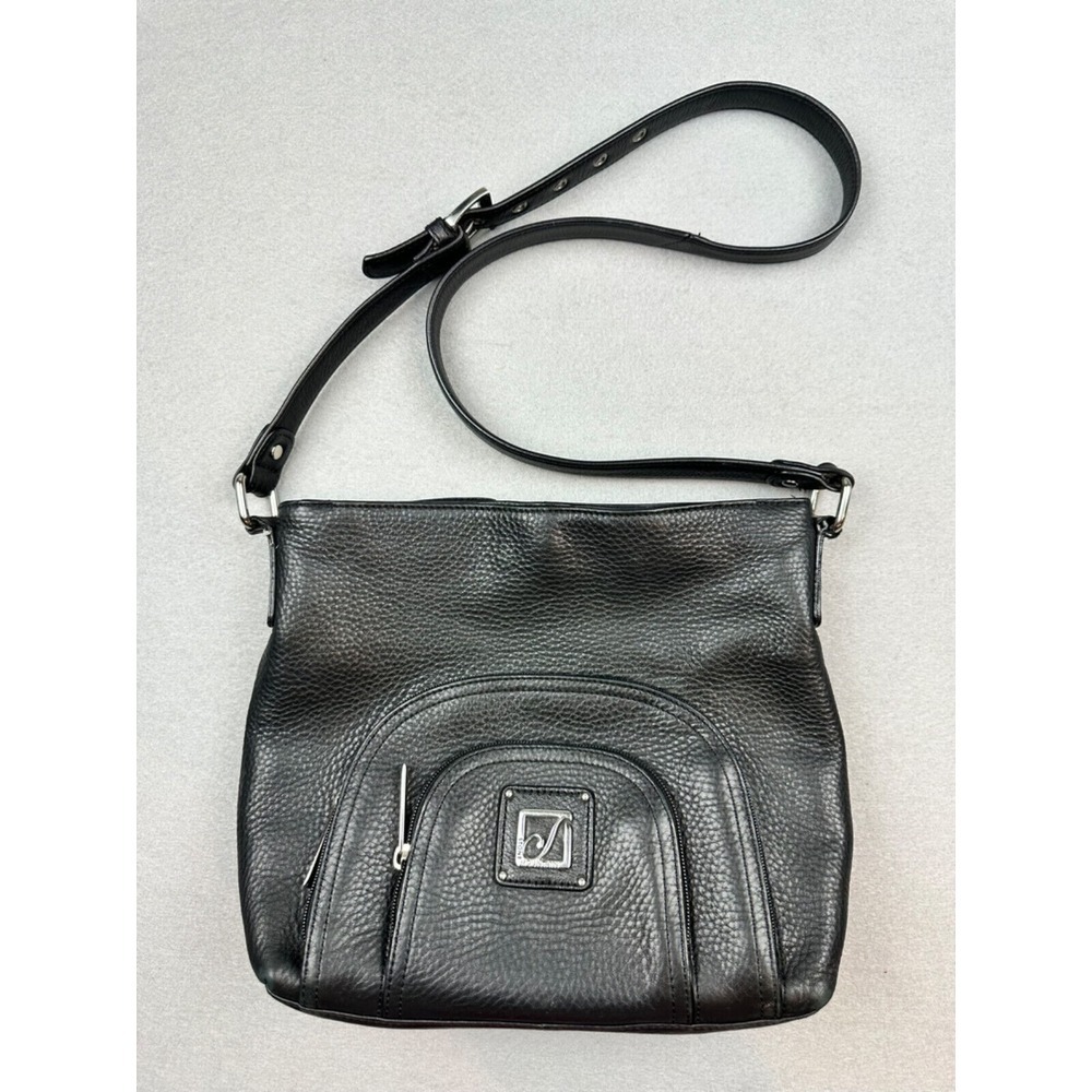 Stone Mountain Genuine Pebbled Leather Shoulder Bag Handbag Purse Black